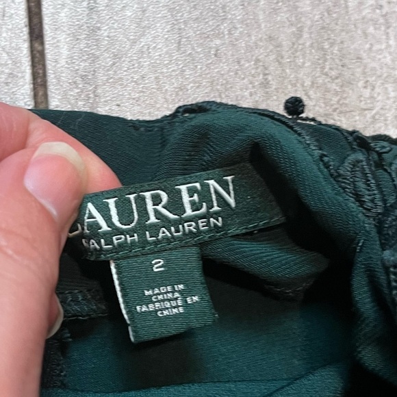 Lauren Ralph Lauren Green Lace Lined Bodycon Halter Dress Size 2 - Picture 6 of 7